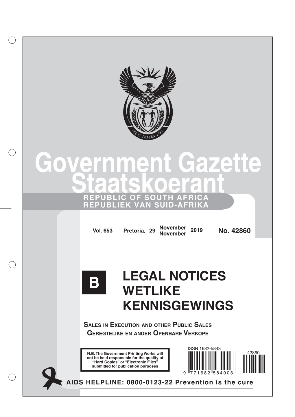 Government Gazette Staatskoerant REPUBLIC of SOUTH AFRICA REPUBLIEK VAN SUID-AFRIKA