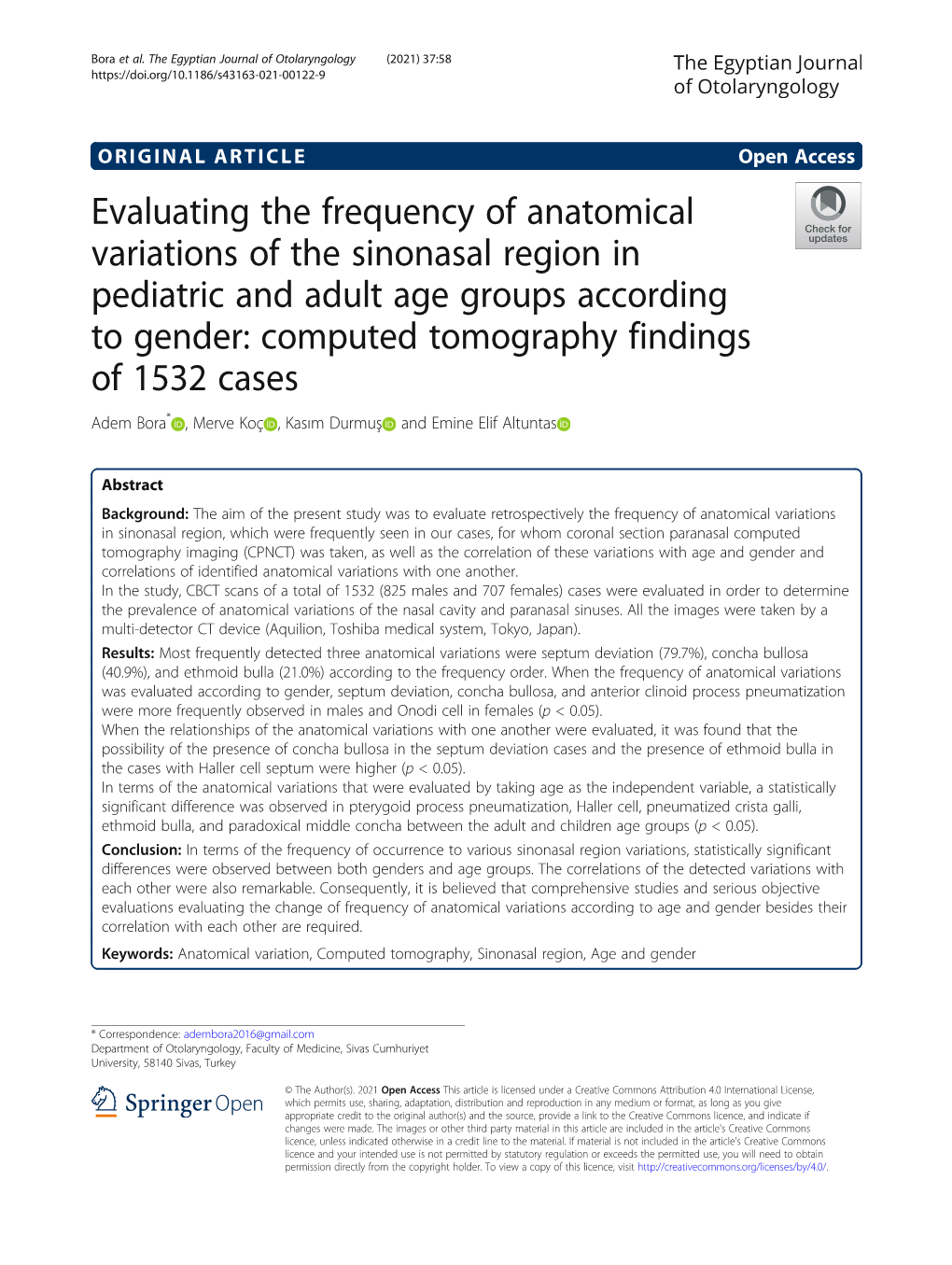 Evaluating the Frequency of Anatomical Variations of The