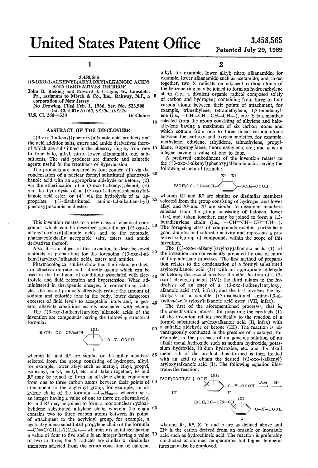 United States Patent Office Patented July 29, 1969