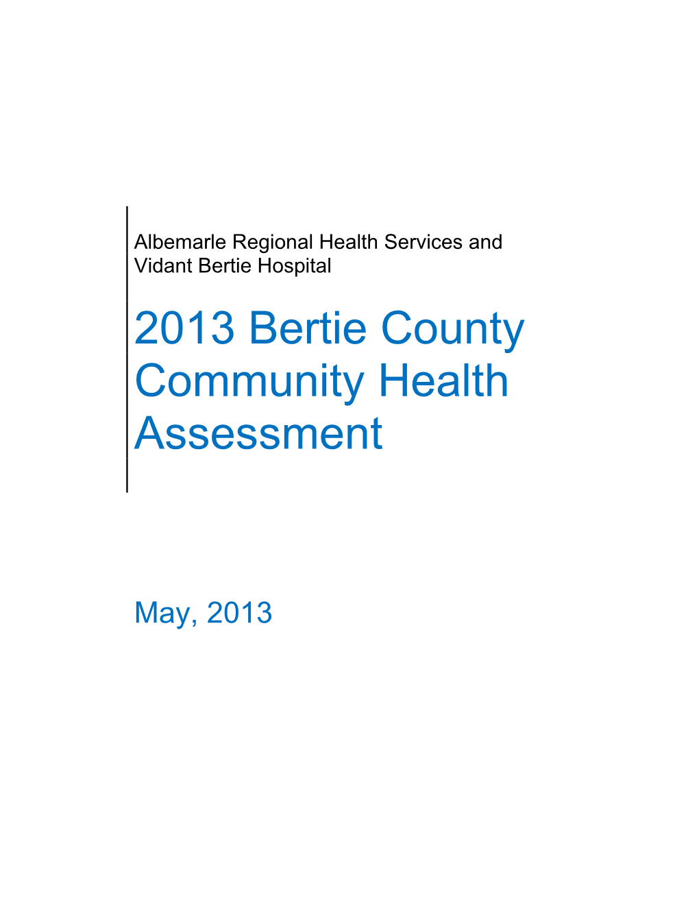 Bertie County Community Health Assessment