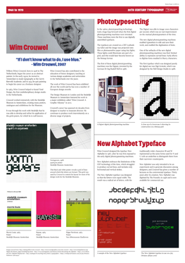 Phototypesetting New Alphabet Typeface Wim Crouwel