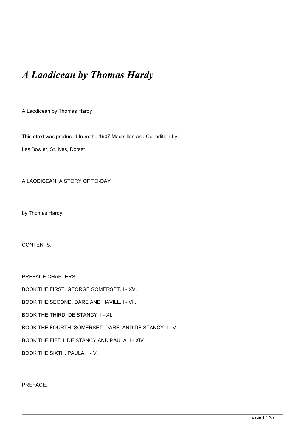 A Laodicean by Thomas Hardy</H1>