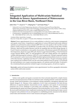 Integrated Application of Multivariate Statistical Methods to Source Apportionment of Watercourses in the Liao River Basin, Northeast China