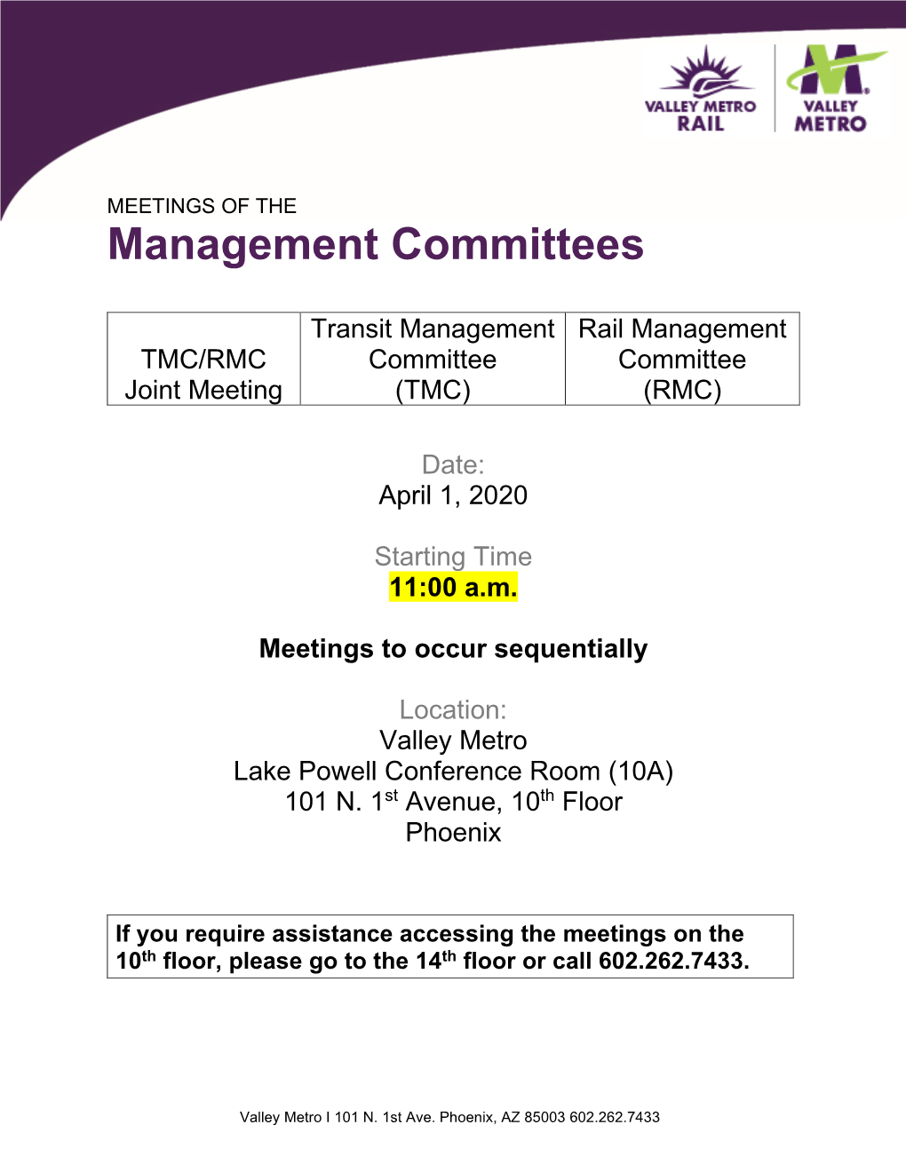 TMC/RMC Joint Meeting Transit Management Committee