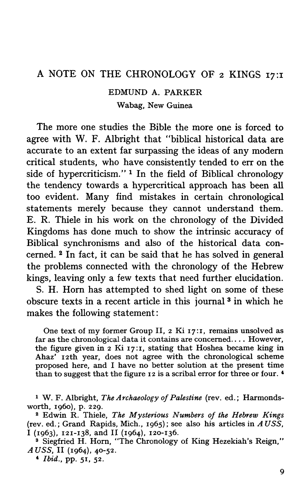 A Note on the Chronology of 2 Kings 17:1