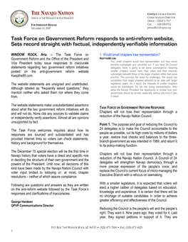 Task Force on Government Reform Responds to Anti-Reform Website, Sets Record Straight with Factual, Independently Verifiable Information