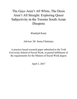 Exploring Queer Subjectivity in the Toronto South Asian Diaspora