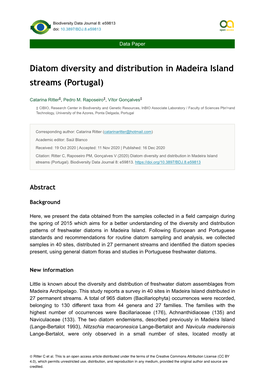 Diatom Diversity and Distribution in Madeira Island Streams (Portugal)