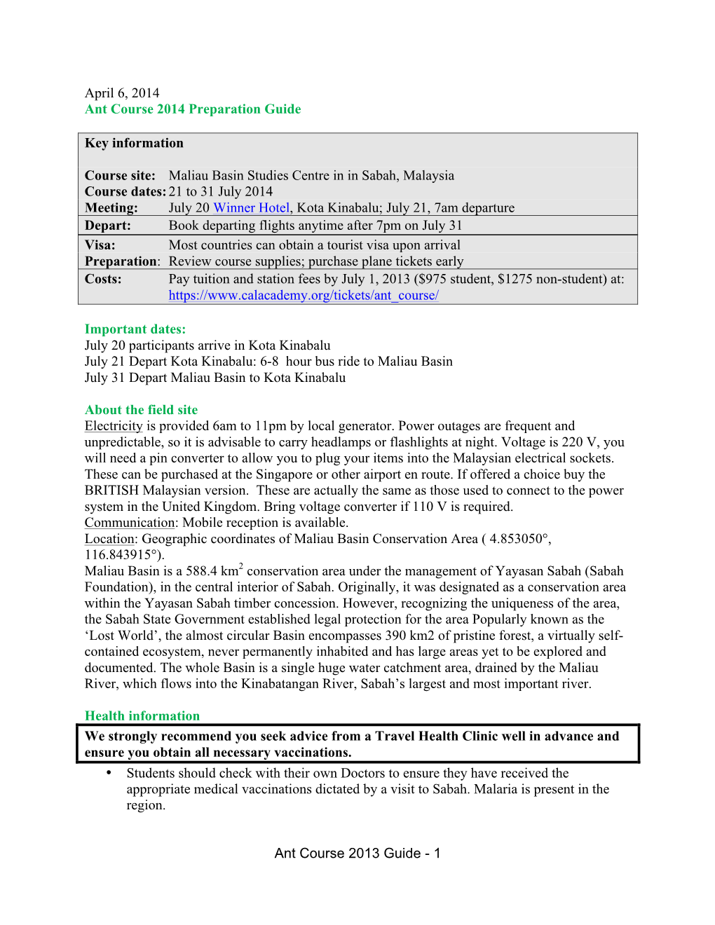 Maliau Basin Studies Ce