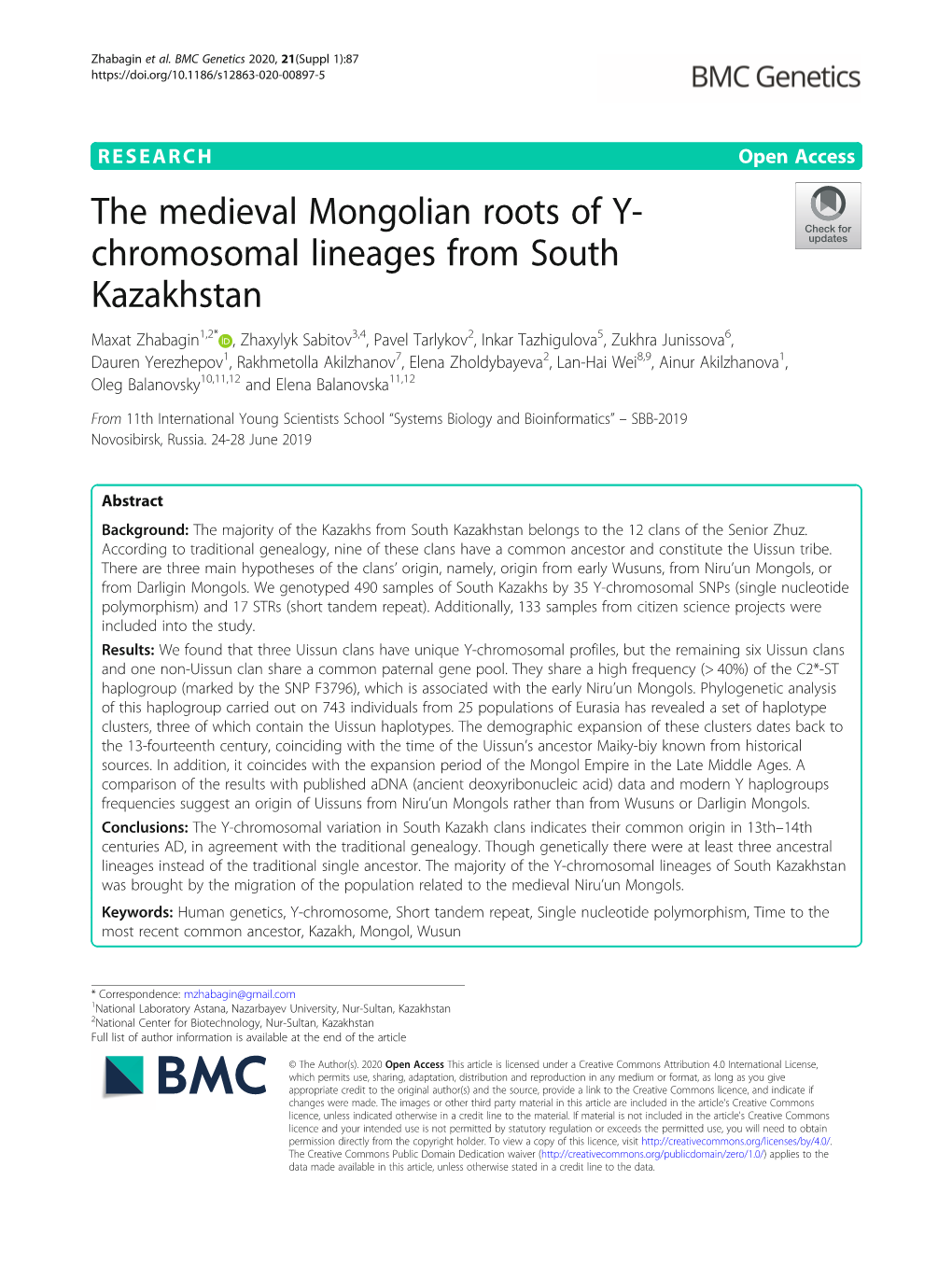 The Medieval Mongolian Roots of Y-Chromosomal Lineages From