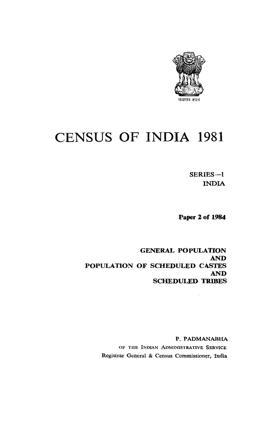 General Populaton and Population of Scheduled Castes and Scheduled