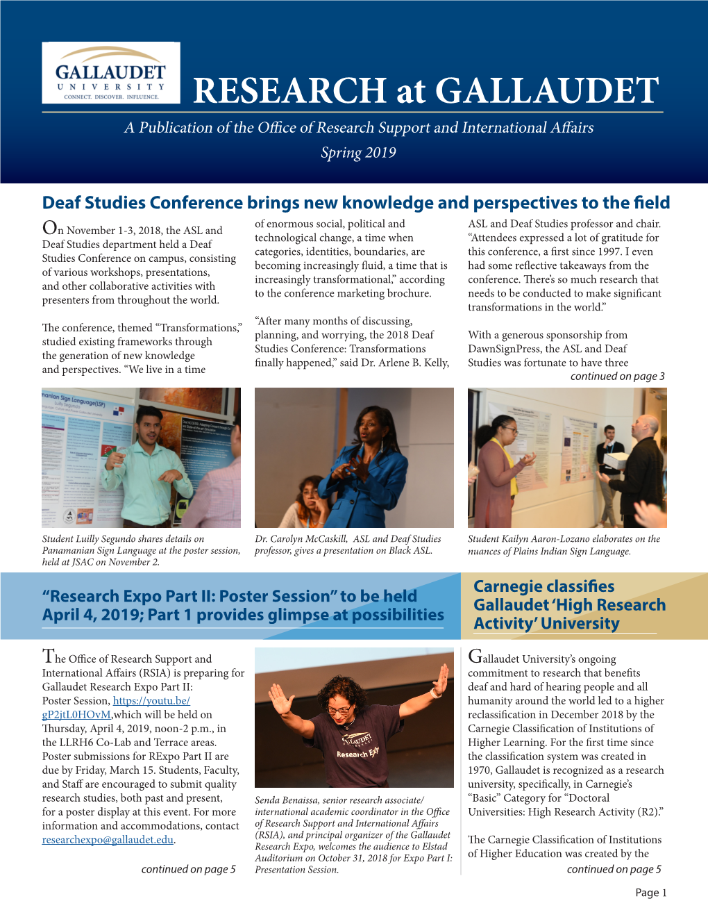 Research at Gallaudet 2019 • a Publication of the Office of Research and International Affairs