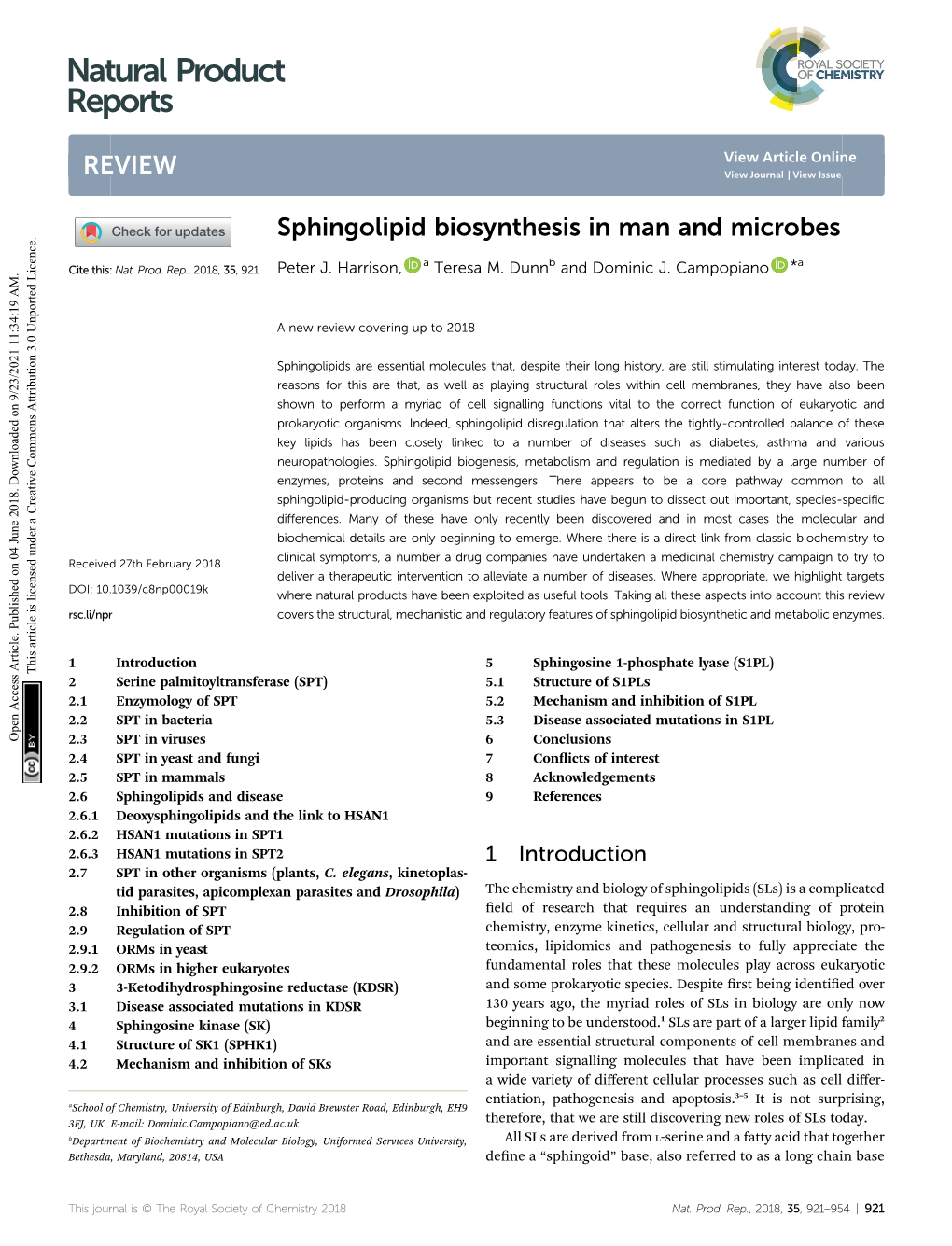 Sphingolipid Biosynthesis in Man and Microbes