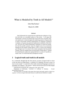 What Is Modeled by Truth in All Models?∗