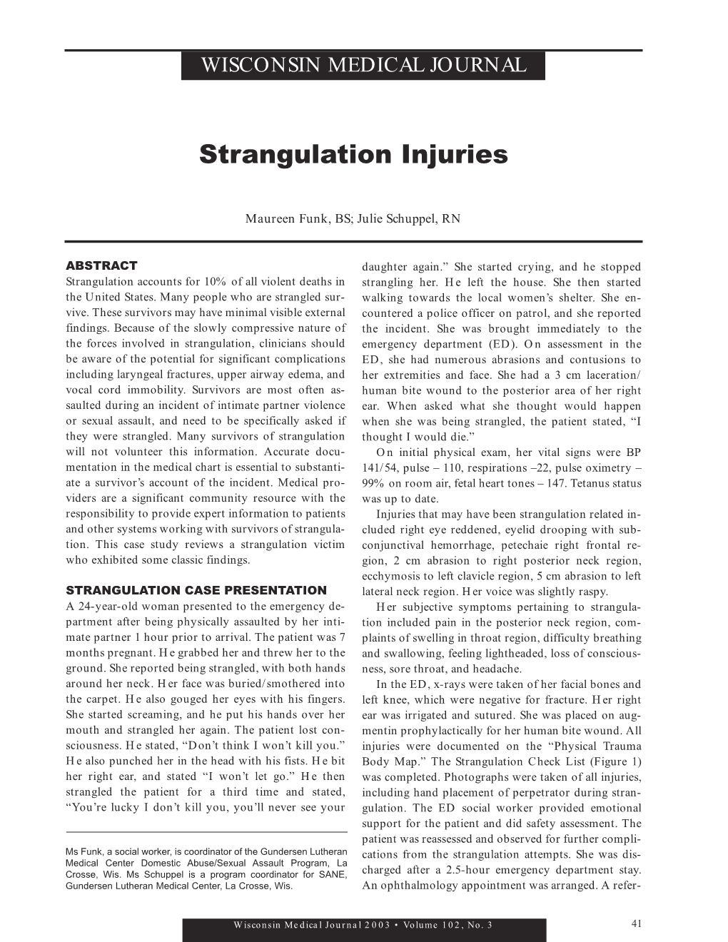 Strangulation Injuries