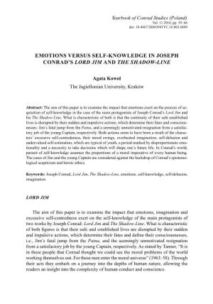 Emotions Versus Self-Knowledge in Joseph Conrad's Lord Jim and The
