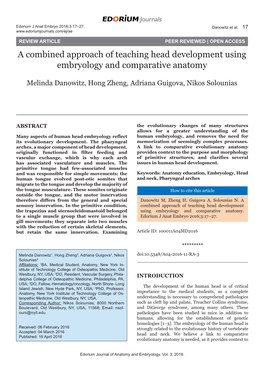 A Combined Approach of Teaching Head Development Using Embryology and Comparative Anatomy