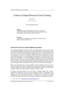 A Survey of Open Processor Core Licensing 21
