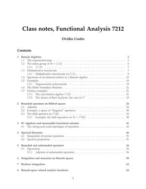Class Notes, Functional Analysis 7212
