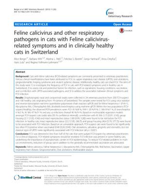 Feline Calicivirus and Other Respiratory Pathogens in Cats