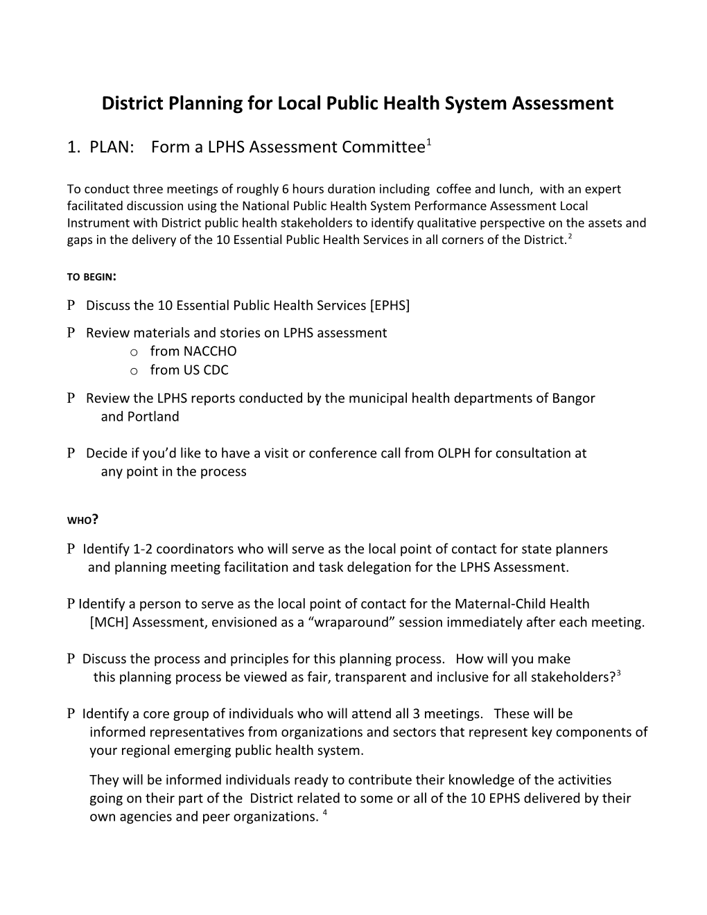 District Planning for Local Public Health System Assessment