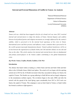 Internal and External Dimensions of Conflict in Yemen: an Analysis