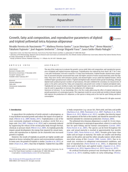 Growth, Fatty Acid Composition, and Reproductive Parameters of Diploid and Triploid Yellowtail Tetra Astyanax Altiparanae