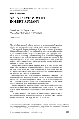 An Interview with Robert Aumann