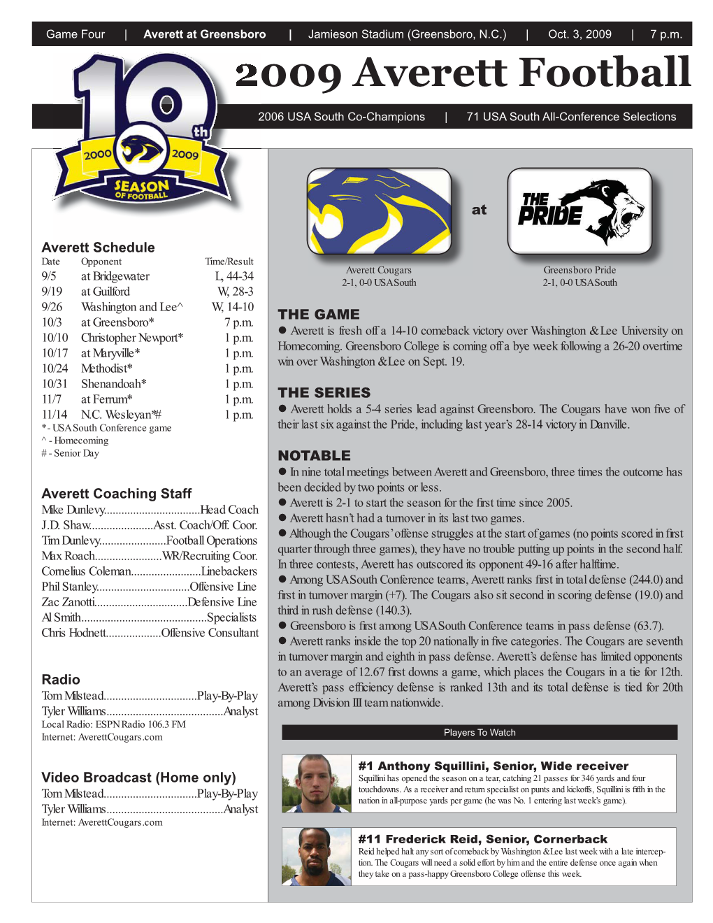 Football Game Notes 2009.Indd