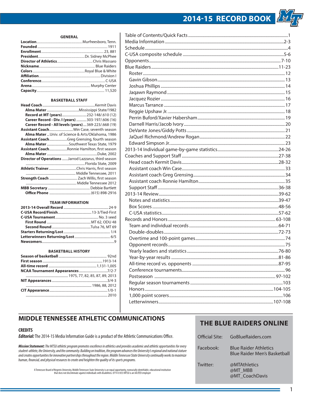 2014-15 Record Book