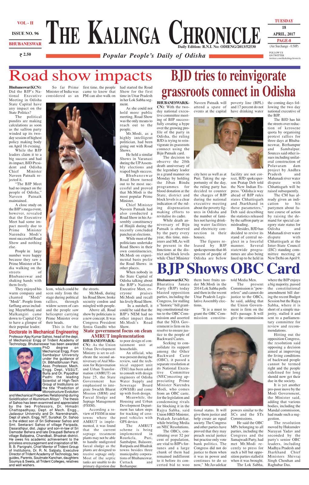 Road Show Impacts BJP Shows OBC Card BJD Tries to Reinvigorate