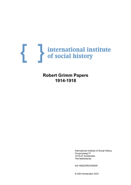 Robert Grimm Papers 1914-1918