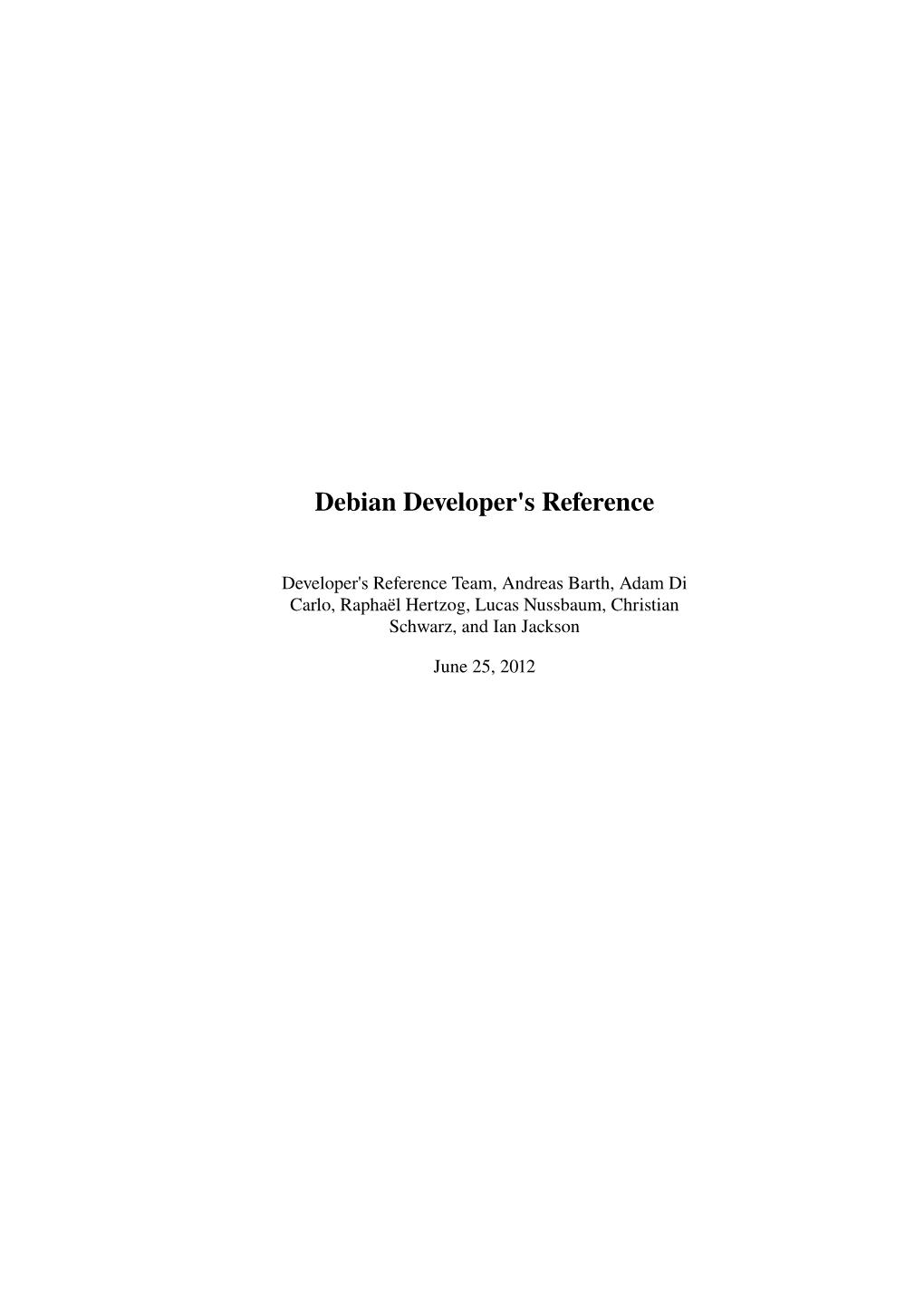 Debian Developer's Reference