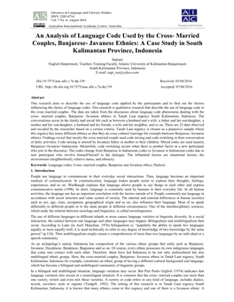 Married Couples, Banjarese- Javanese Ethnics: a Case Study in South Kalimantan Province, Indonesia