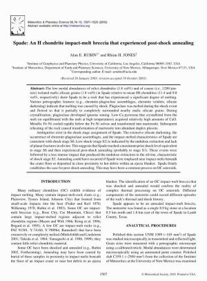 Spade: an H Chondrite Impact-Melt Breccia That Experienced Post-Shock Annealing