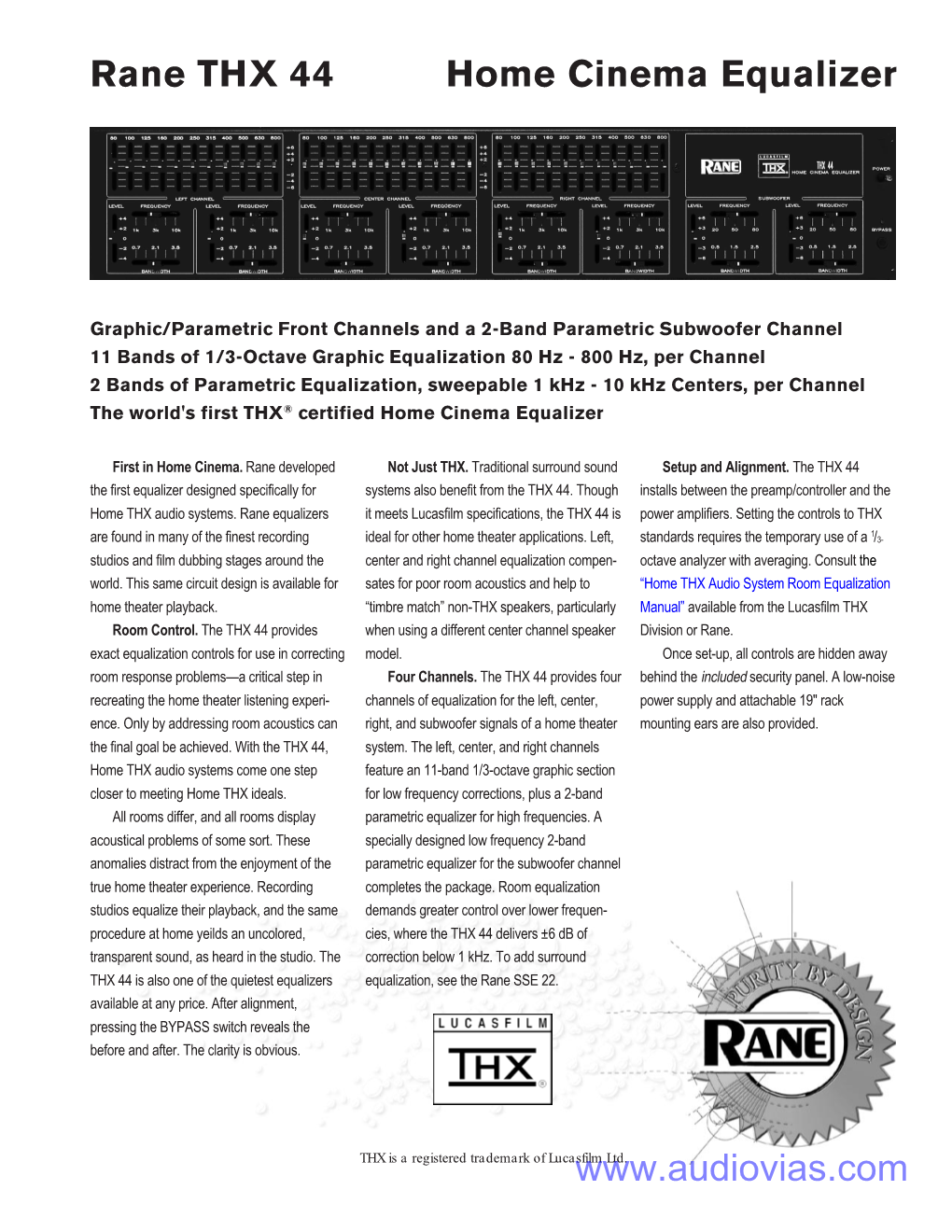 Rane THX 44 Home Cinema Equalizer