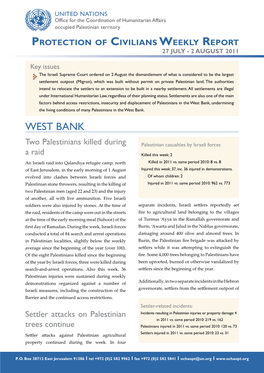West Bank, Undermining the Living Conditions of Many Palestinians in the West Bank