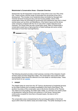 Character Overview Westminster Has 56 Designated Conservation Areas