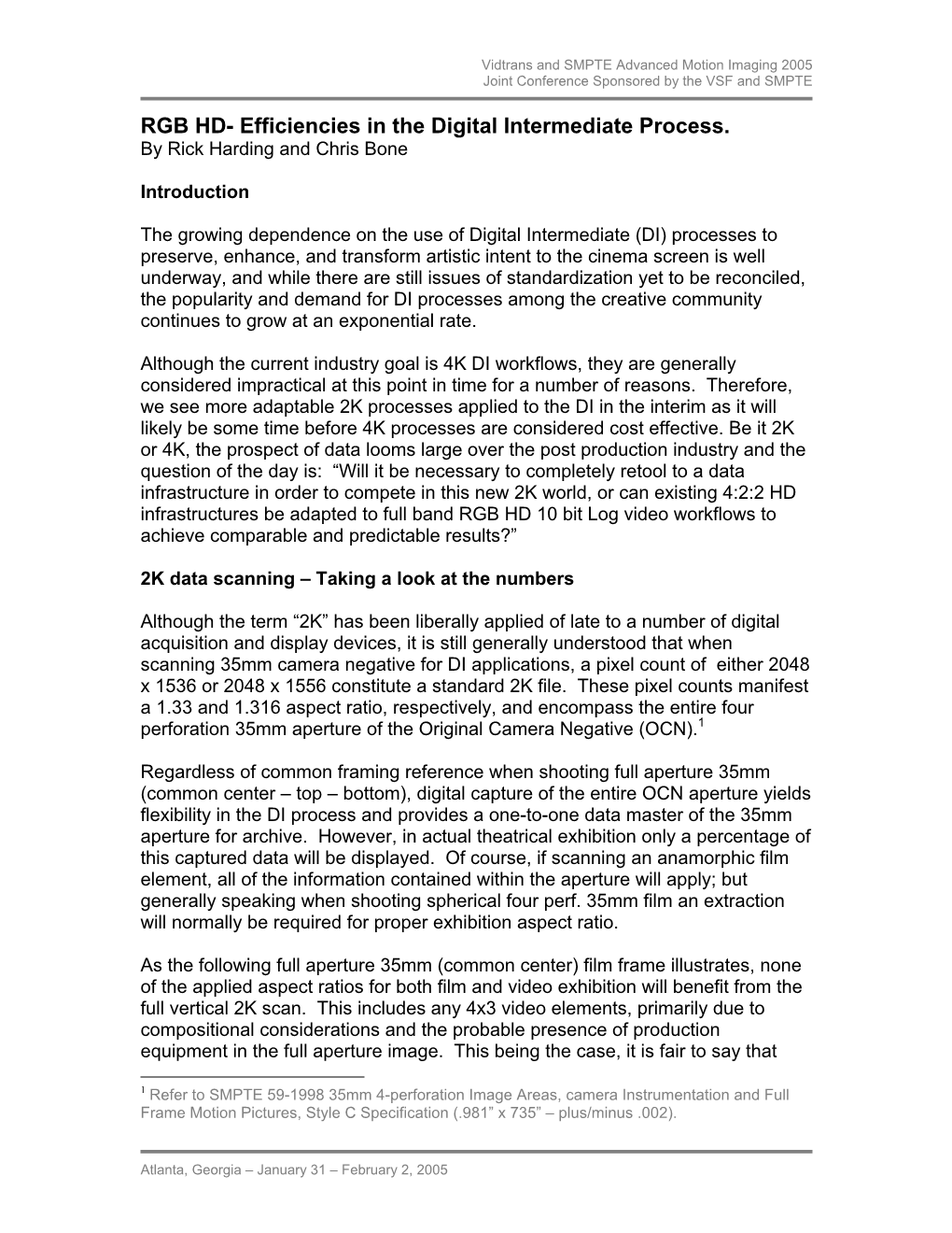 RGB HD- Efficiencies in the Digital Intermediate Process