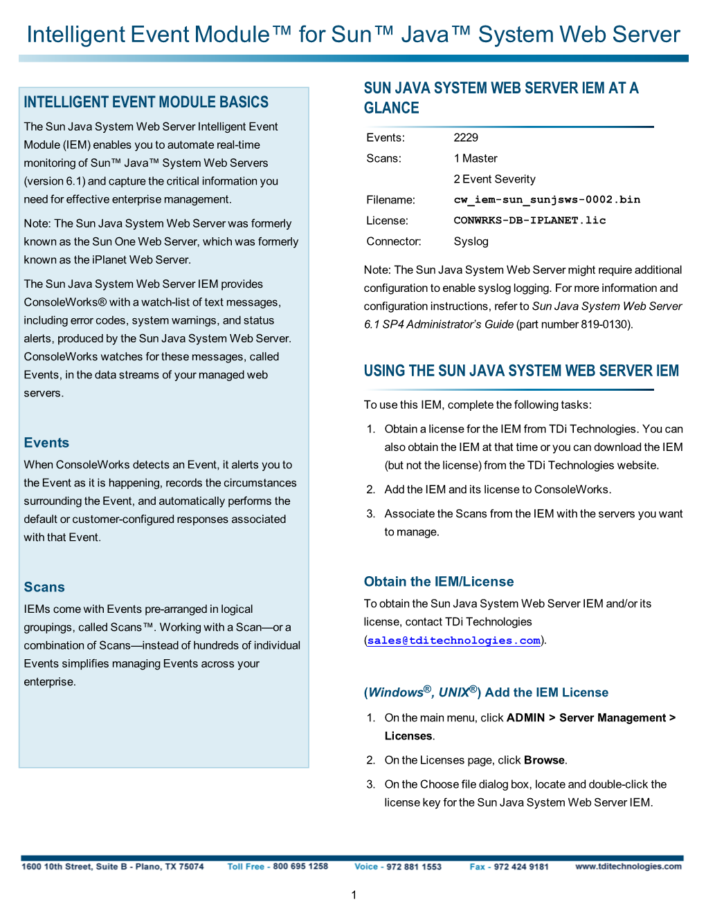 Intelligent Event Module for Sun Java System Web Server