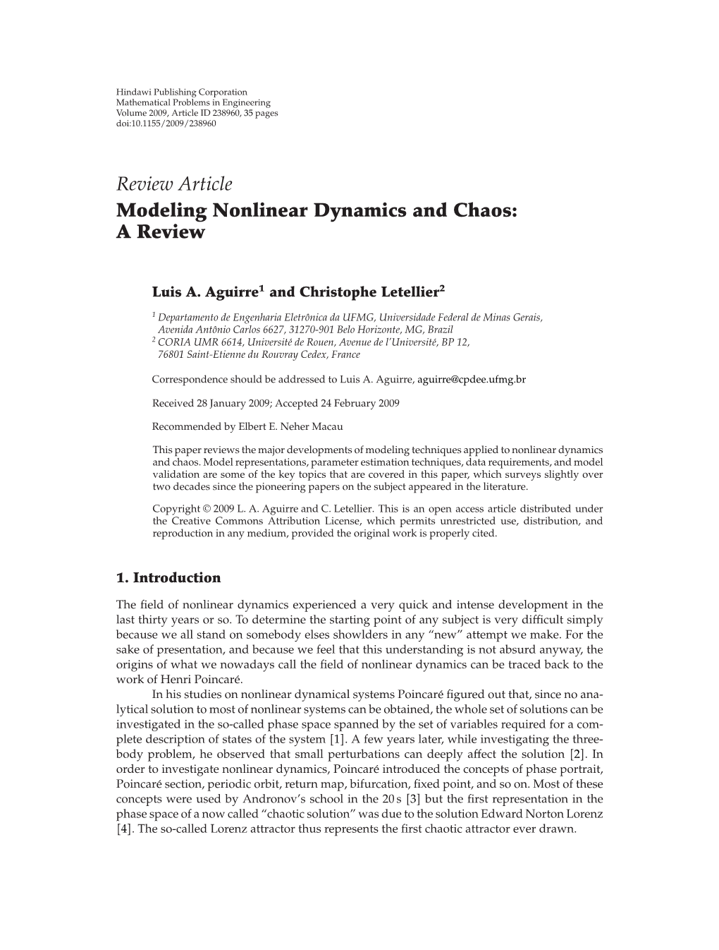 Modeling Nonlinear Dynamics and Chaos: a Review