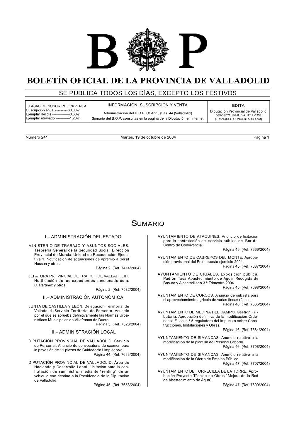 Boletín Oficial De La Provincia De Valladolid