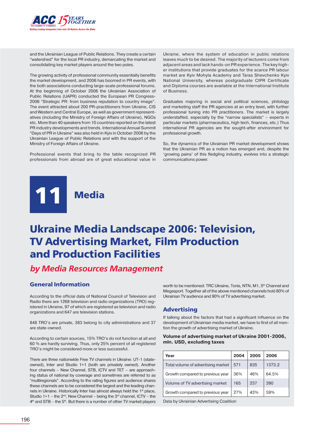 Ukraine Media Landscape 2006: Television, TV Advertising Market, Film Production and Production Facilities by Media Resources Management