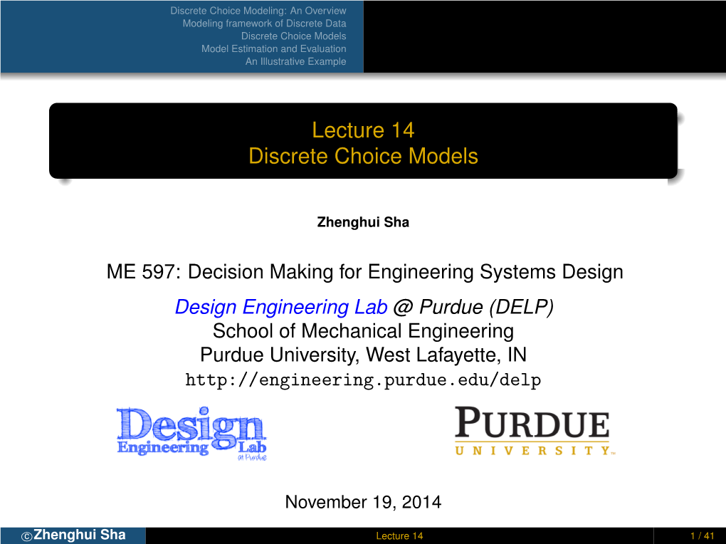 Lecture 14 Discrete Choice Models