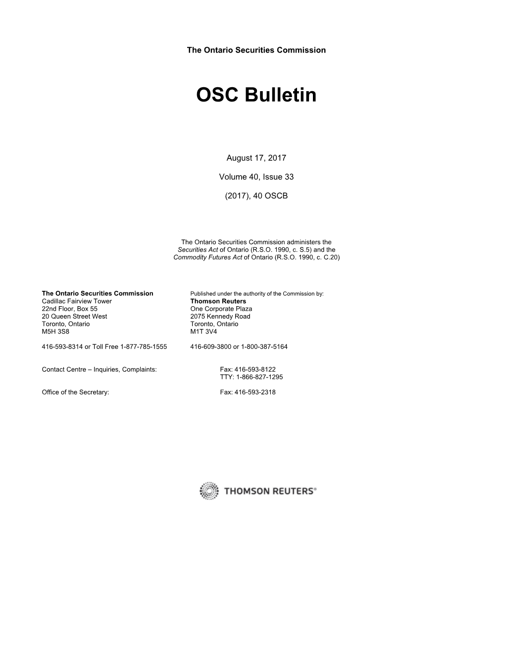 OSC Bulletin