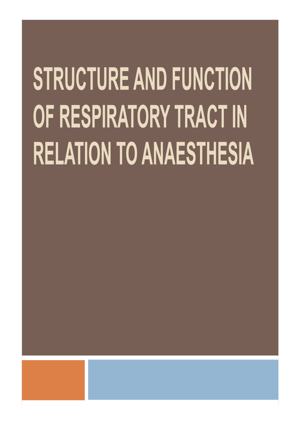 Respiratory Anatomy and Physiology