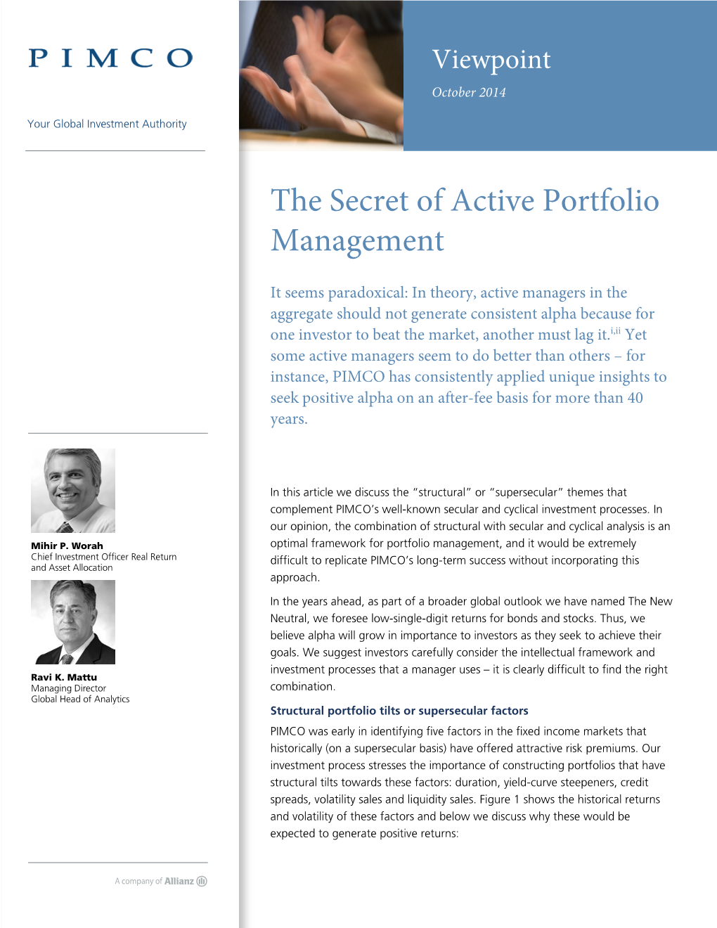The Secret of Active Portfolio Management