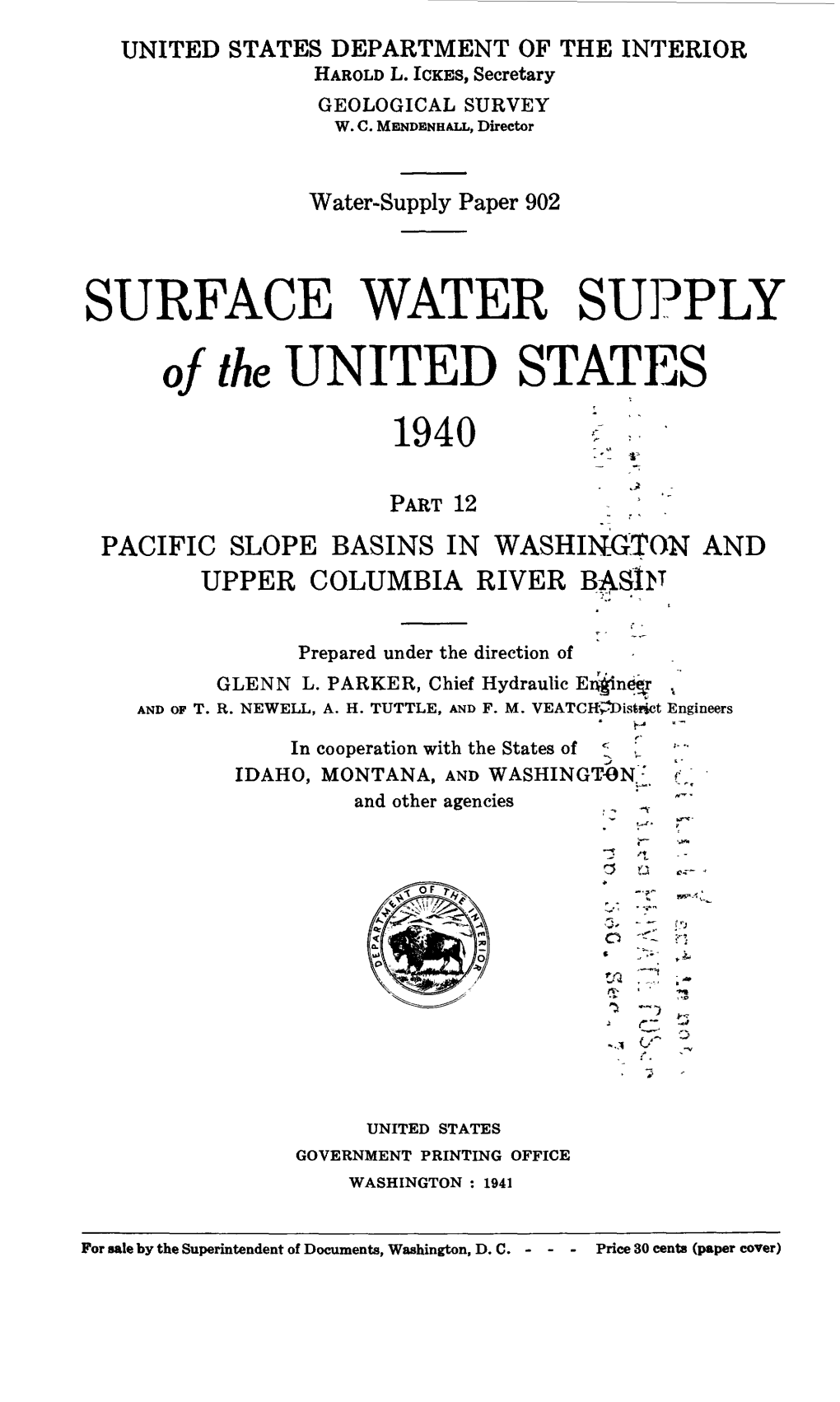 SURFACE WATER SUPPLY of the UNITED STATES