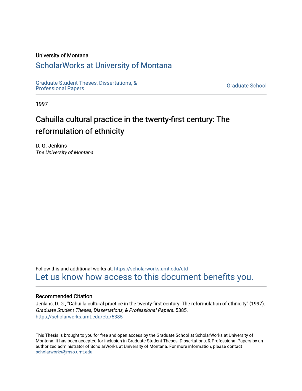 Cahuilla Cultural Practice in the Twenty-First Century: the Reformulation of Ethnicity