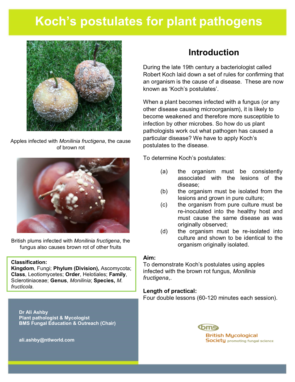 Koch's Postulates for Plant Pathogens